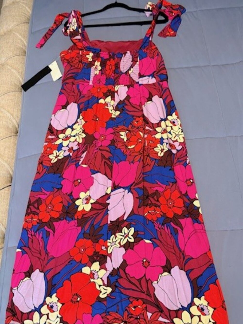 Adrianna by Adrianna Papell Women's Purple Floral Tie-Shoulder Dress Size 16 NWT - Picture 9 of 16